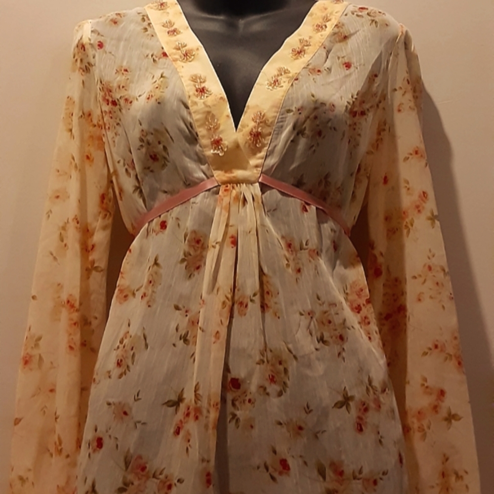 EUC Floral Sheer Maternity Blouse
